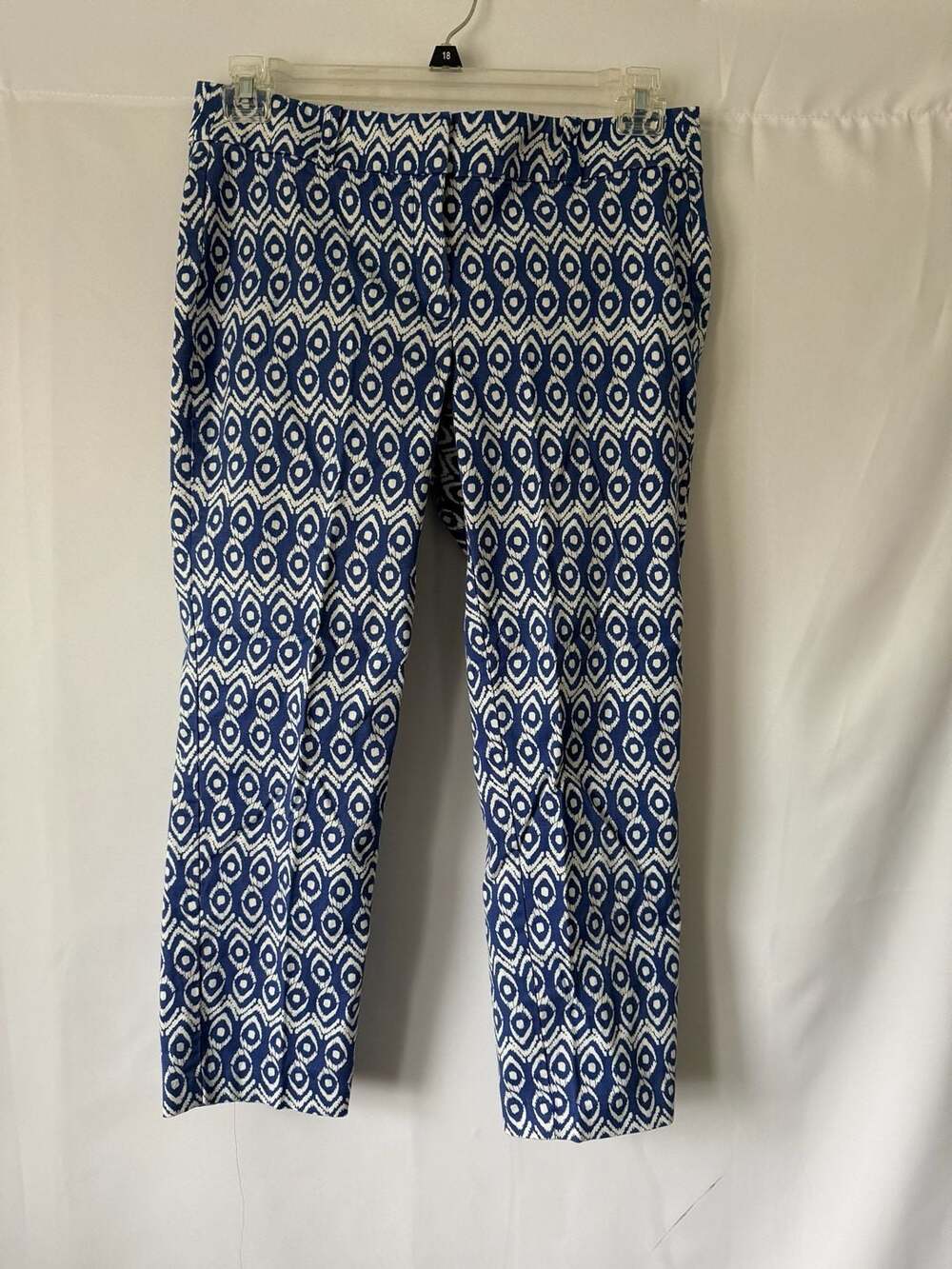 Ann Taylor Crop Pants Size 8 Blue White Geometric Print
